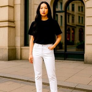 Nine West Women’s White Jeans Size 10 Mid Rise Skinny Stretch Summer Vacation